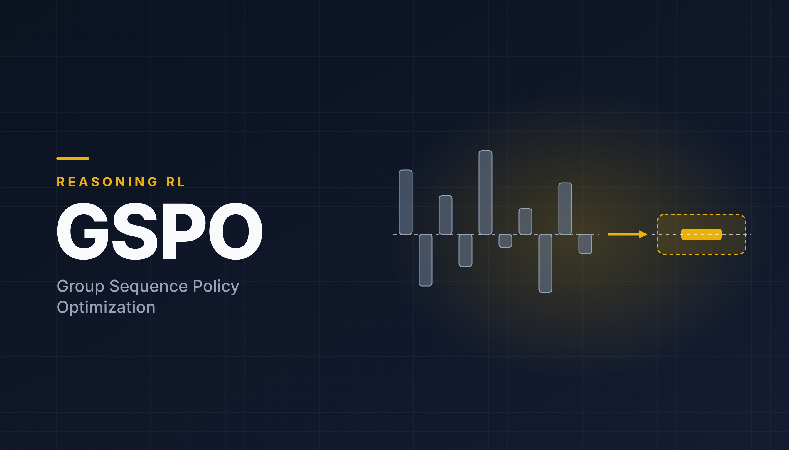 GSPO cover: noisy per-token importance ratios combined into a single stable ratio for the whole response